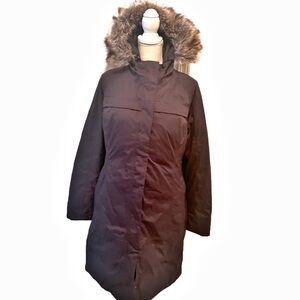 The North Face Women's Chocolate Puffer Coat with Faux Fur Hood